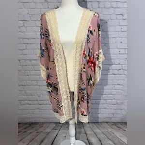 Indigo Rose Kimono Open Front Cardigan Size M